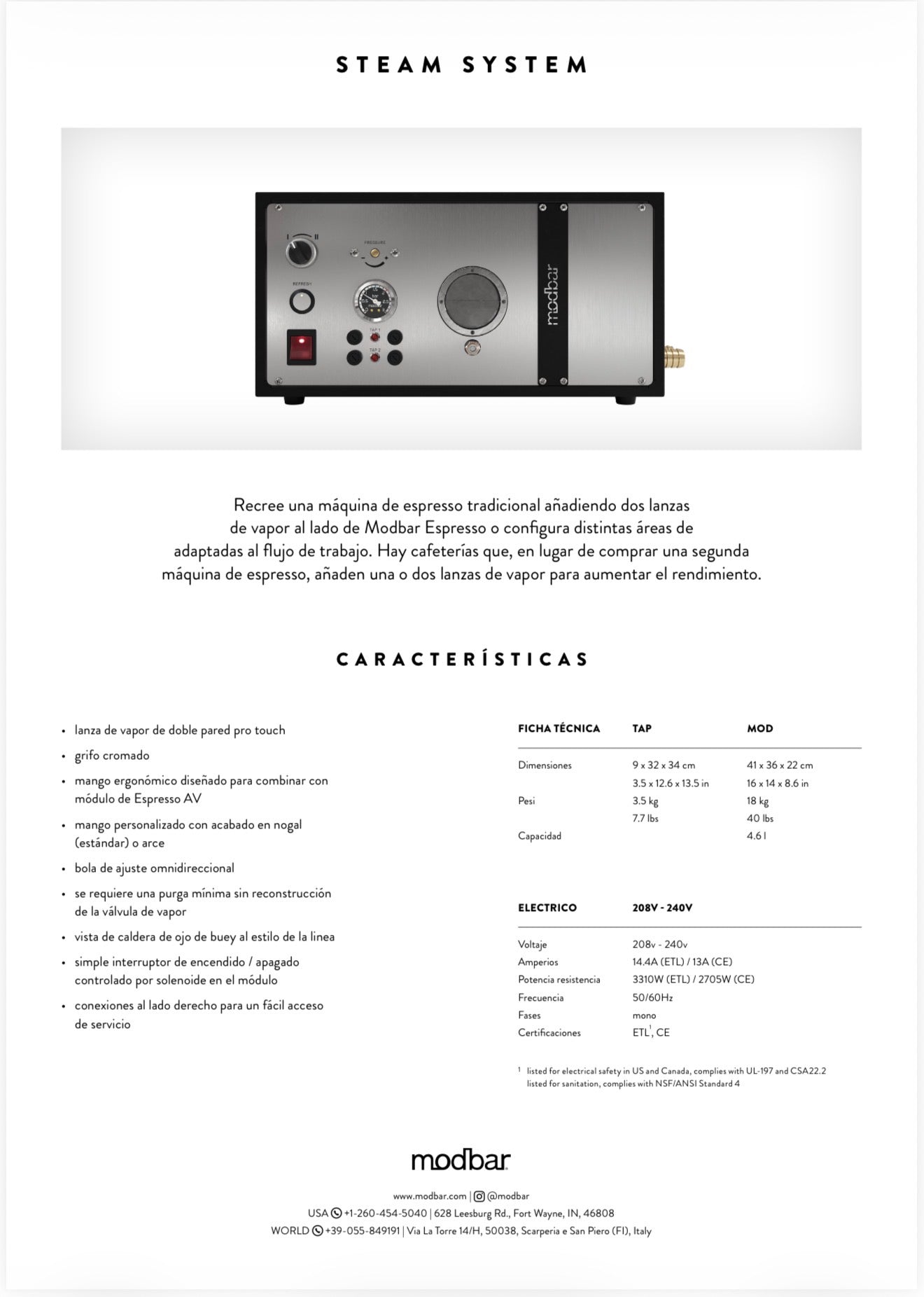 Modbar Sistema vapor 220V