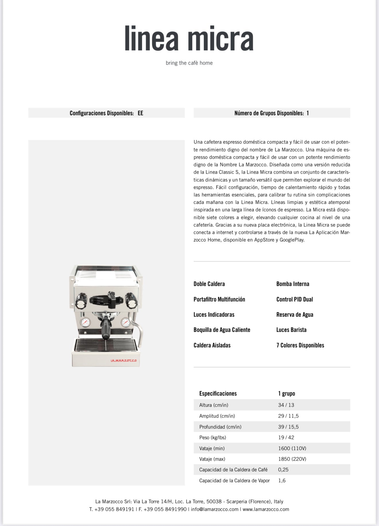 La Marzocco Micra 110V (colores disponibles)