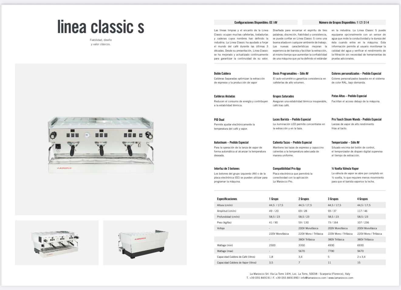 La Marzocco Linea Classic S 4 Grupos AV (Automática)